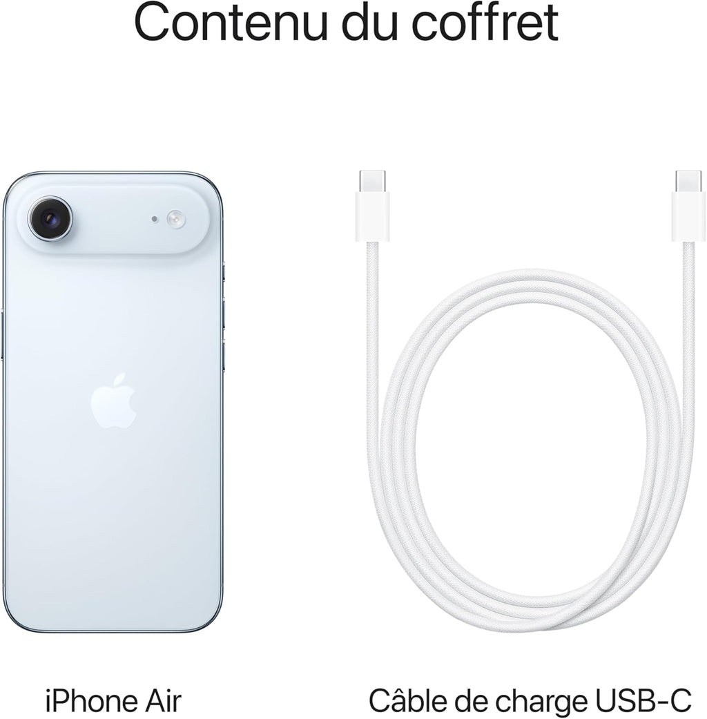 Apple iPhone Air 256GB: The Thinnest iPhone, 6.5-inch Screen Up to 120Hz, Powerful A19 Pro Chip, Center Stage Front Camera, One-Day Battery Life; Sky