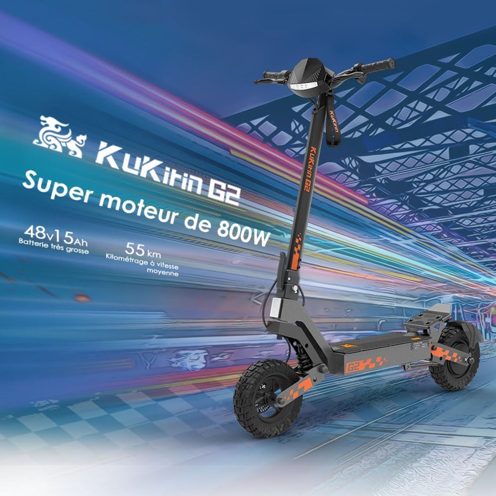 KUKIRIN G2 Electric Scooters, Kukirin G2 Folding Electric Scooter, 800 W Motor (Max 1200 W), 48 V 15 Ah Battery, 10 Inch Tyres, 55 km Range, Adult Electric Scooter